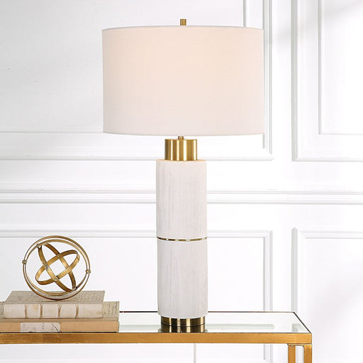 Uttermost Ruse Whitewashed Table Lamp, Brushed Brass - 30190