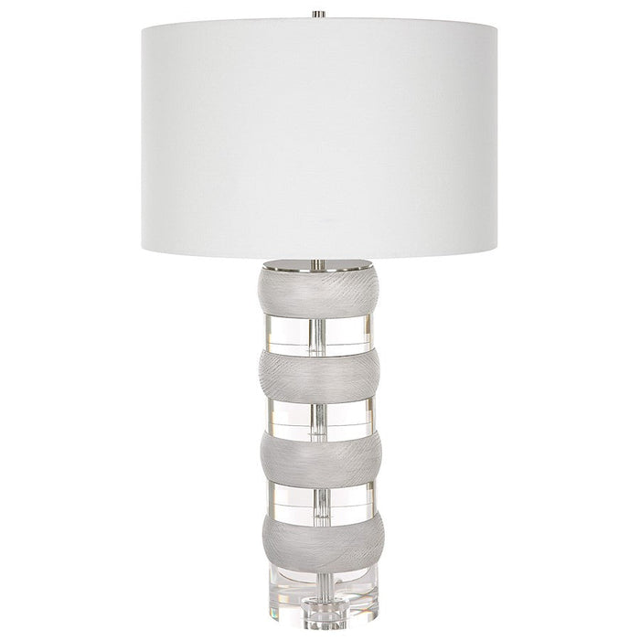 Uttermost Band Together Crystal/Wood Table Lamp, Brushed Nickel