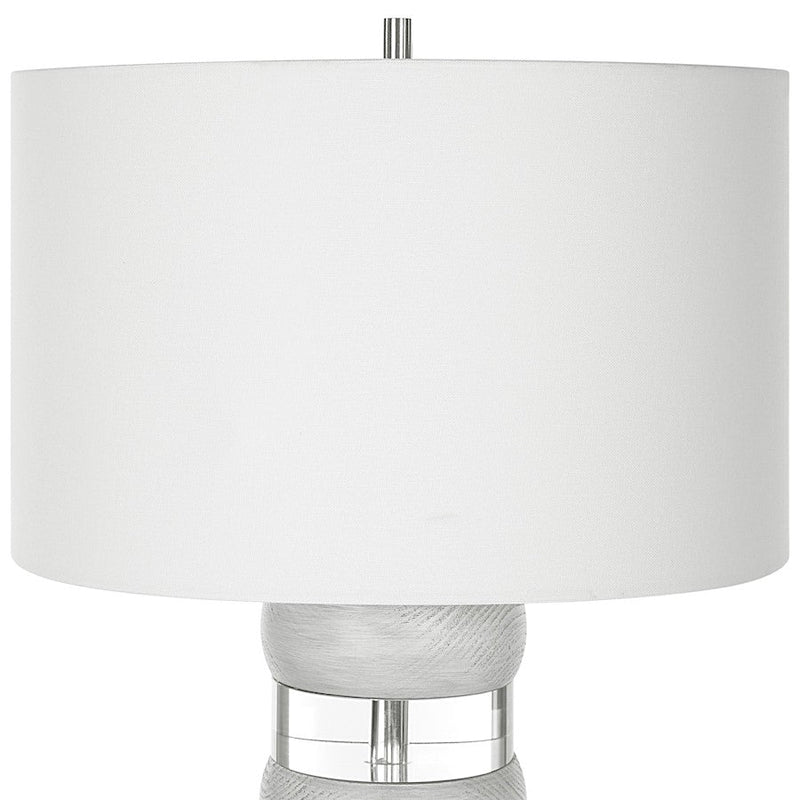 Uttermost Band Together Crystal/Wood Table Lamp, Brushed Nickel