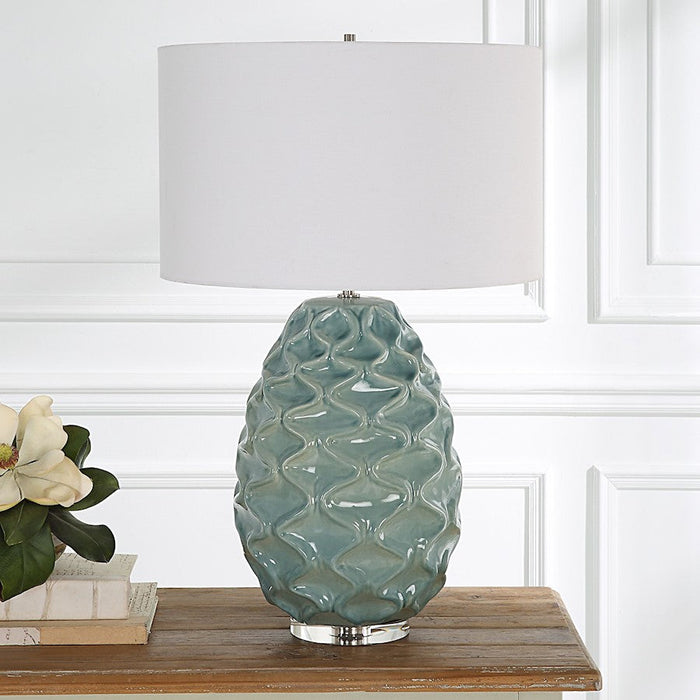 Uttermost Laced Up Sea Foam Glass Table Lamp