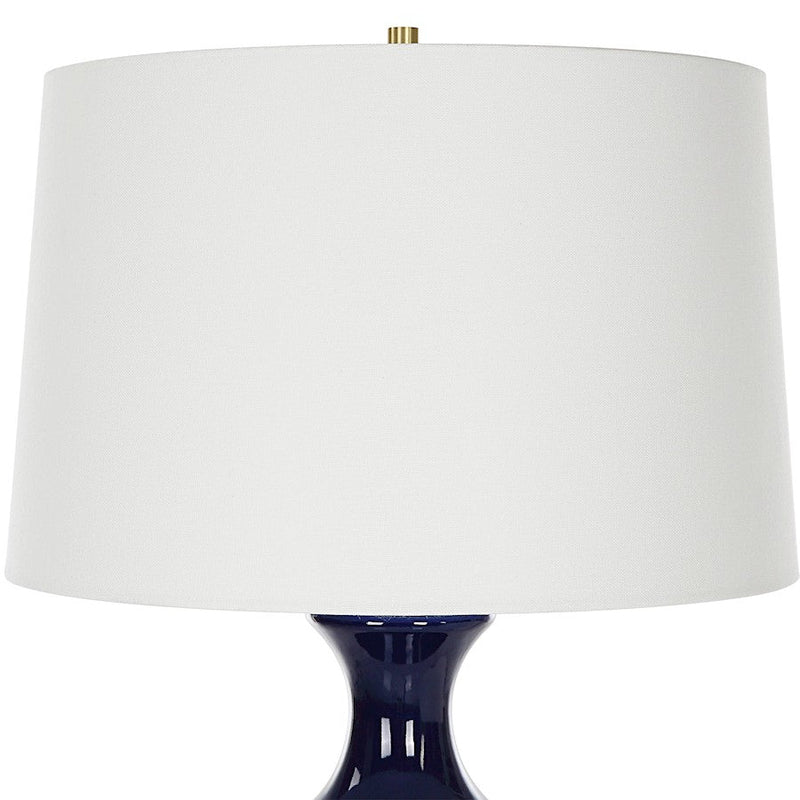 Uttermost Coil Sculpted Blue Table Lamp, Antique Brass