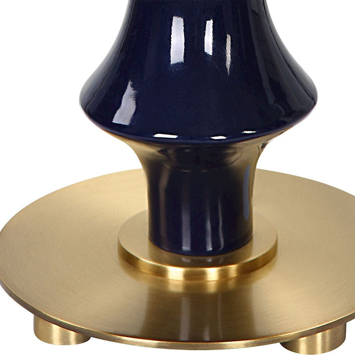 Uttermost Coil Sculpted Blue Table Lamp, Antique Brass