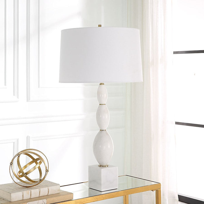 Uttermost Regalia White Marble Table Lamp, Antique Brass