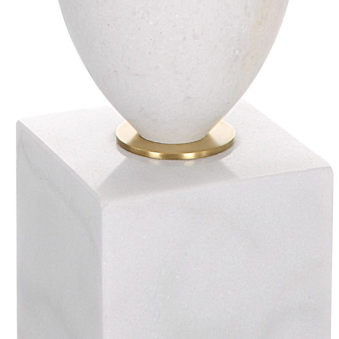 Uttermost Regalia White Marble Table Lamp, Antique Brass