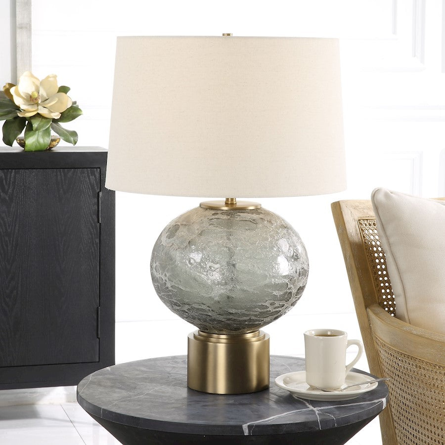 Uttermost Lunia Gray Glass Table Lamp, Antique Brushed Brass - 30200-1