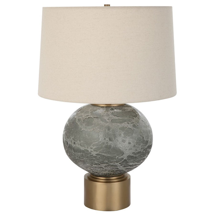 Uttermost Lunia Gray Glass Table Lamp, Antique Brushed Brass