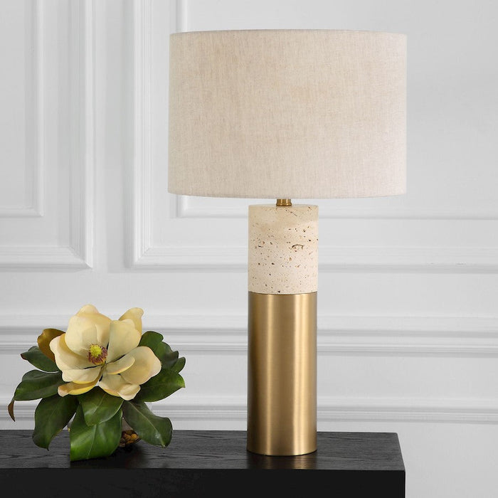 Uttermost Gravitas Elegant Stone Lamp, Brushed Brass