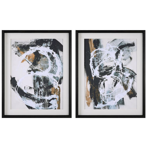 Uttermost Winterland Abstract Prints, Satin Black, Set of 2 - 32265