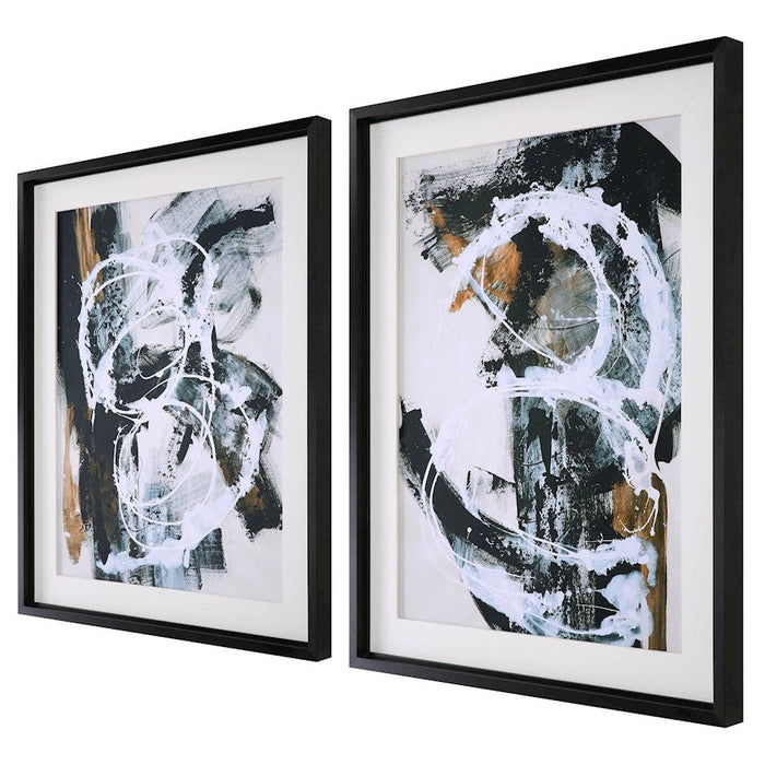 Uttermost Winterland Abstract Prints, Satin Black, Set Of 2