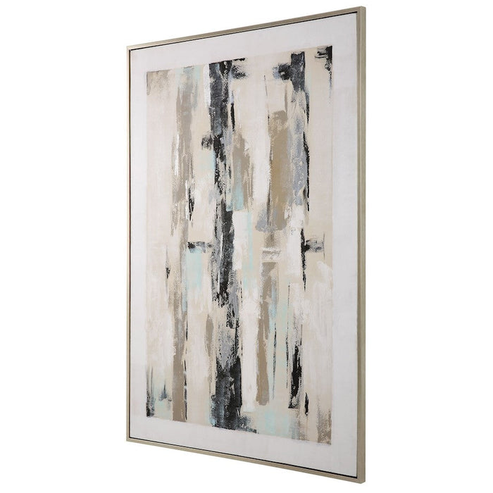 Uttermost Placidity Hand Painted Abstract Art, Brushed Silver