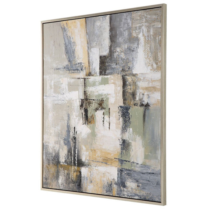 Uttermost Intuition Hand Painted Abstract Art, Brushed Silver