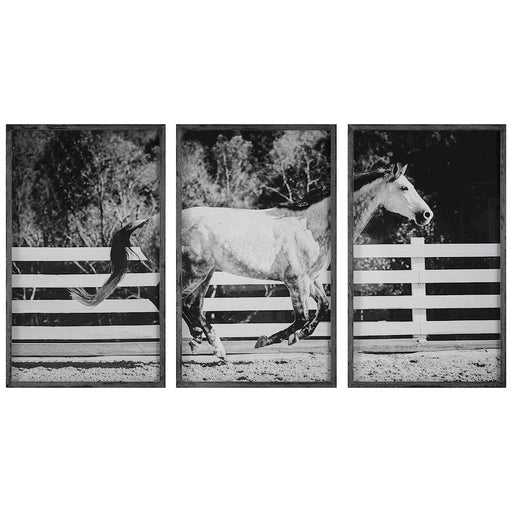 Uttermost Galloping Forward Equine Prints, Black, Set of 3 - 32279