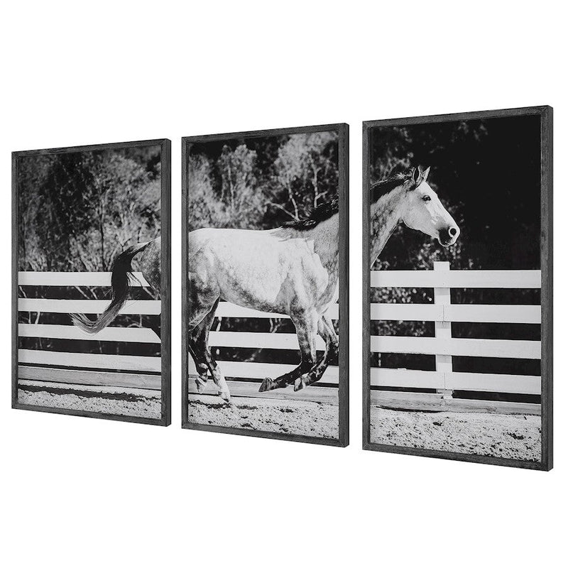 Uttermost Galloping Forward Equine Prints, Black, Set Of 3