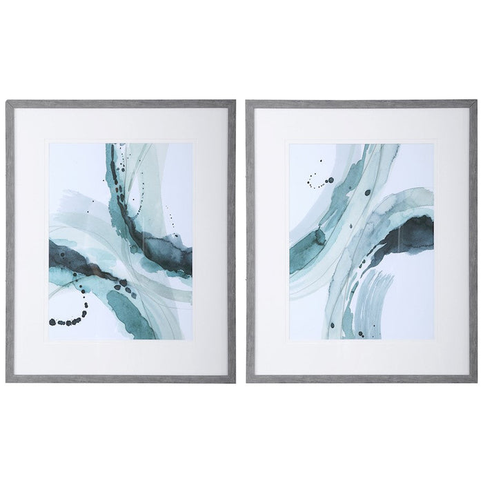 Uttermost Depth Abstract Watercolor Prints, Set of 2