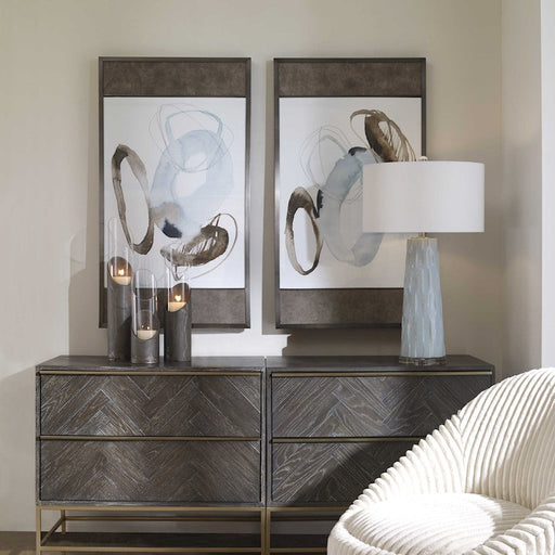 Uttermost Celestial Framed Prints, Set of 2, Chocolate Brown/Light Blue