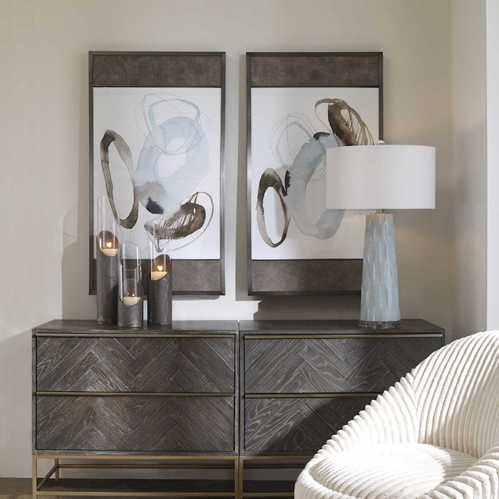 Uttermost Celestial Framed Prints, Set of 2, Chocolate Brown/Light Blue