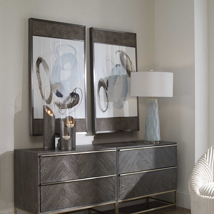 Uttermost Celestial Framed Prints, Set of 2, Chocolate Brown/Light Blue