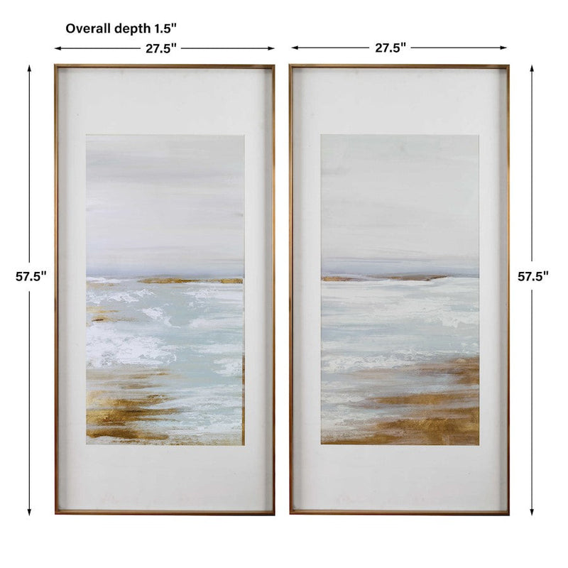 Uttermost Coastline Framed Prints, Set of 2, Light Blue/Gray