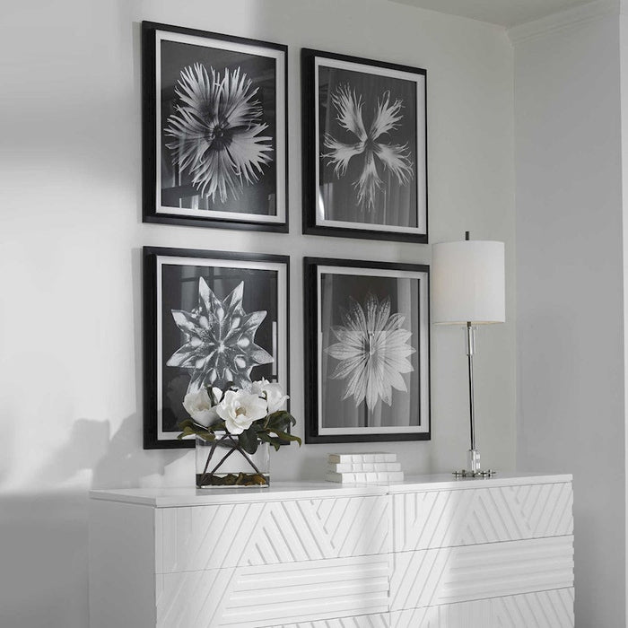 Uttermost Contemporary Floret Framed Prints, Set of 4, Black