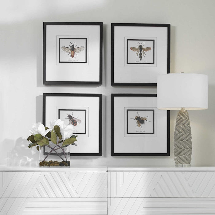 Uttermost Anthophila Framed Prints, Set of 4, White