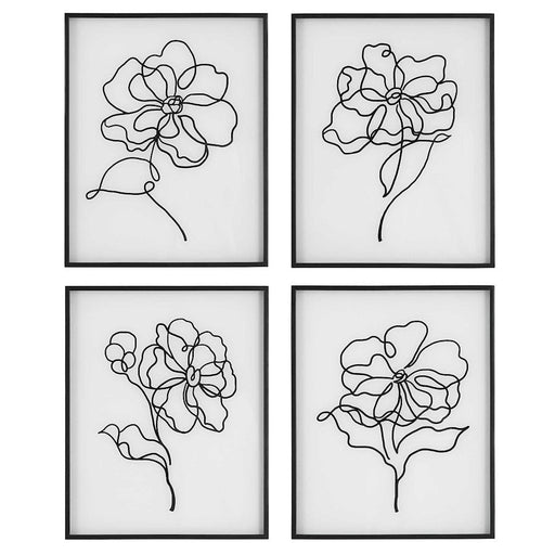 Uttermost Bloom Framed Prints, set of 4, Black/White - 41430