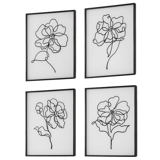 Uttermost Bloom Framed Prints, set of 4, Black/White