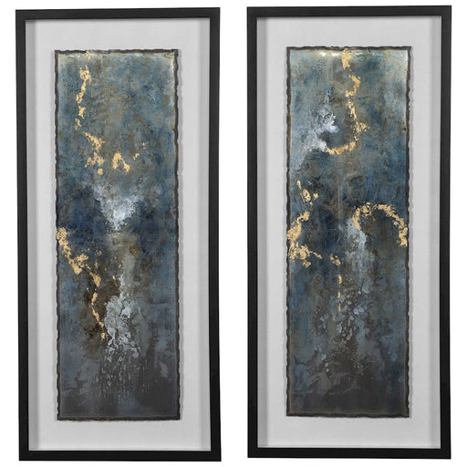 Uttermost Glimmering Agate Abstract Prints, Set of 2, Blue/Black - 41434