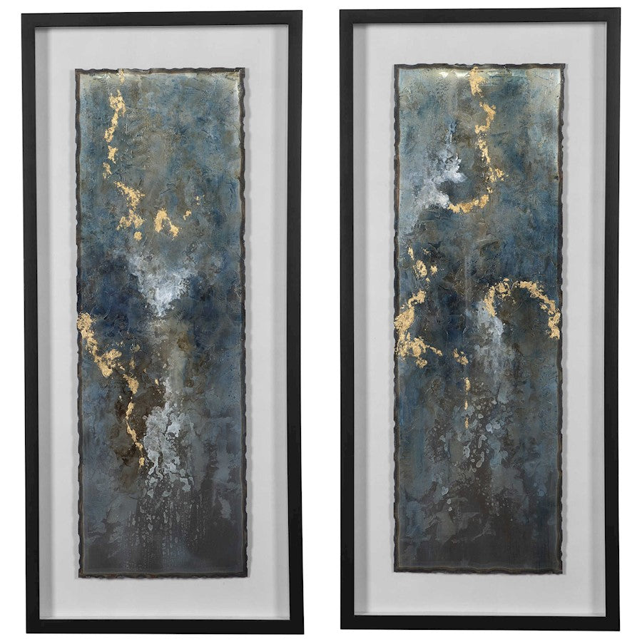 Uttermost Glimmering Agate Abstract Prints, Set of 2, Blue/Black - 41434