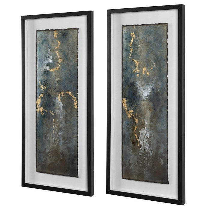 Uttermost Glimmering Agate Abstract Prints, Set of 2, Blue/Black