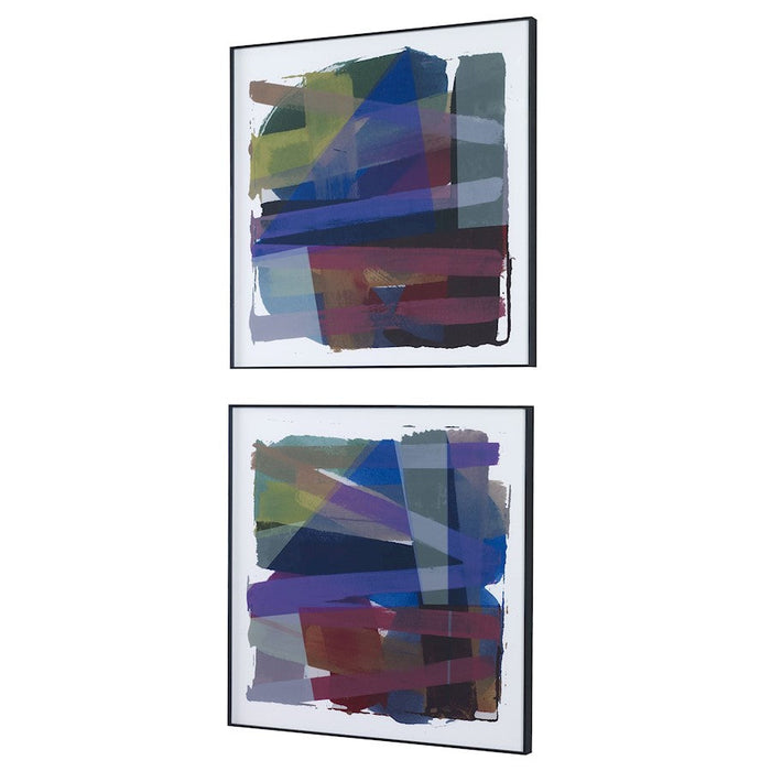 Uttermost Vivacious Abstract Framed Prints, Set Of 2, Black