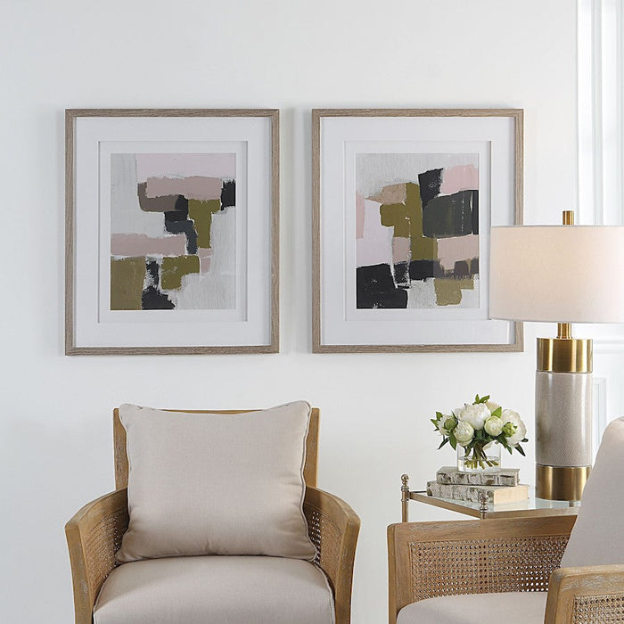 Uttermost Color Block Framed Prints, Set Of 2, Oak