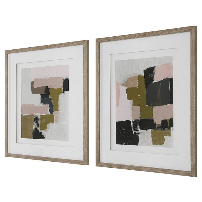 Uttermost Color Block Framed Prints, Set Of 2, Oak