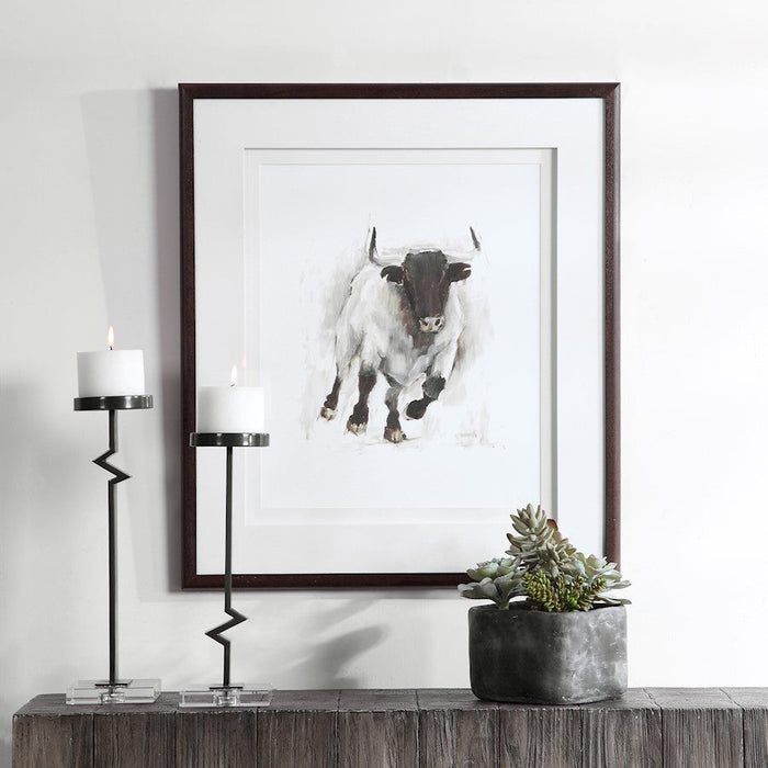 Uttermost Rustic Bull Framed Animal Print