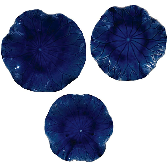 Uttermost Abella Set of 3 Ceramic Wall Décor, Cobalt Blue - 4253