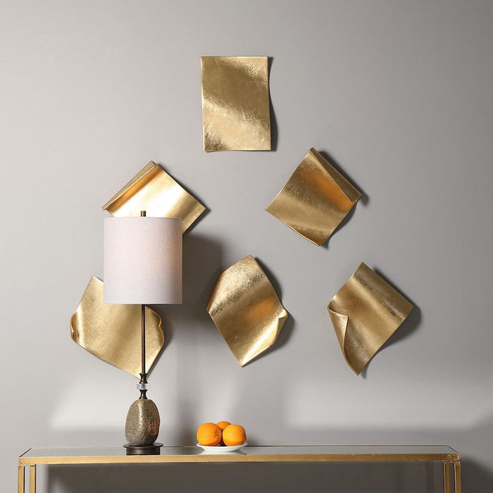 Uttermost Fluttering Pages Wall Decor, Set of 6, Bright Gold Leaf