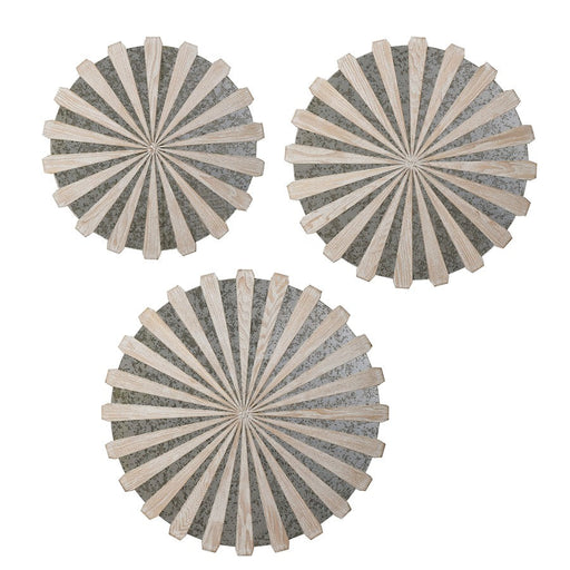 Uttermost Daisies Mirrored Circular Wall Decor, Set of 3, Ash Veneer - 4276