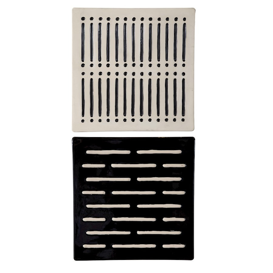 Uttermost Domino Effect Modern Wall Decor, Set of 2, Matte Ivory/Black - 4278