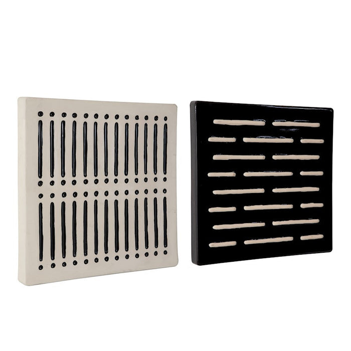 Uttermost Domino Effect Modern Wall Decor, Set of 2, Matte Ivory/Black