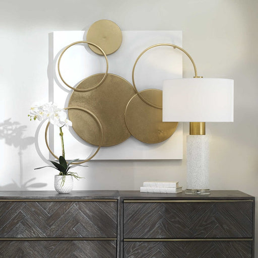 Uttermost Adagio Disk Wall Art, Matte White/Gold - 4294