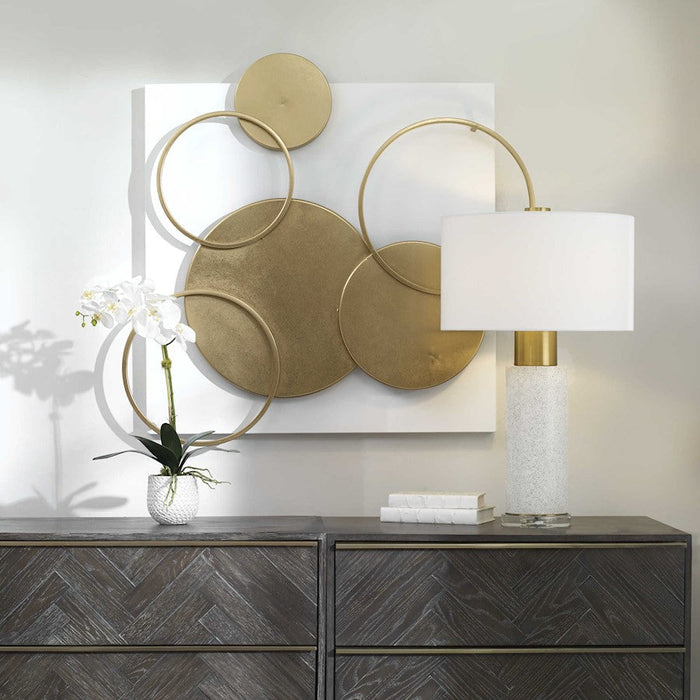 Uttermost Adagio Disk Wall Art, Matte White/Gold