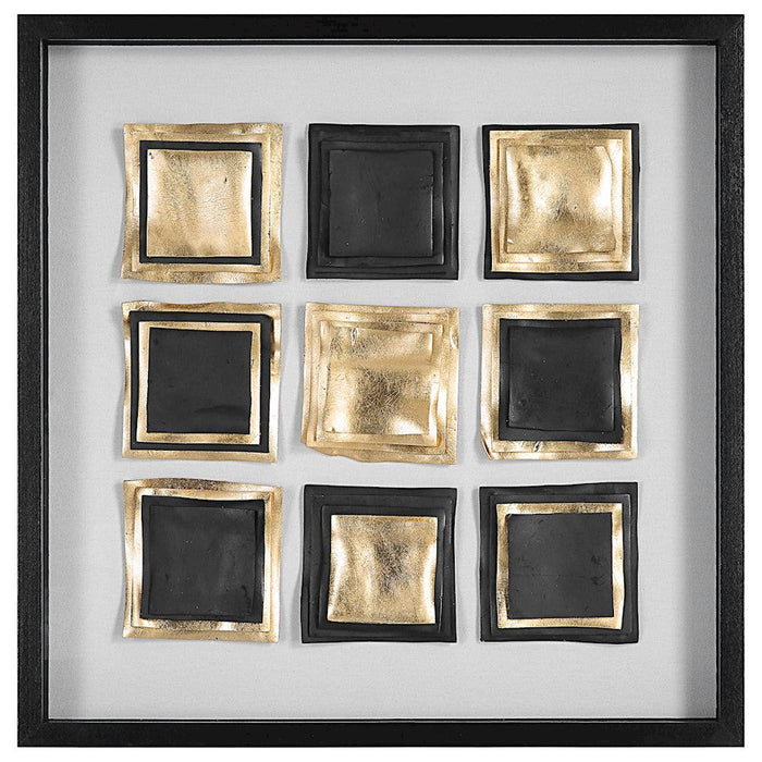 Uttermost Fair Modern Shadow Box, Gold Leaf/Satin Black - 4303