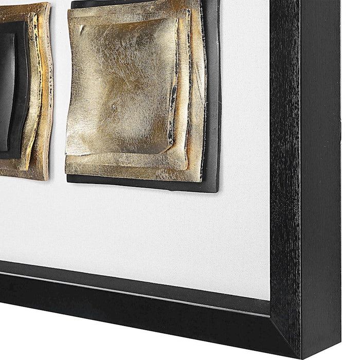 Uttermost Fair Modern Shadow Box, Gold Leaf/Satin Black