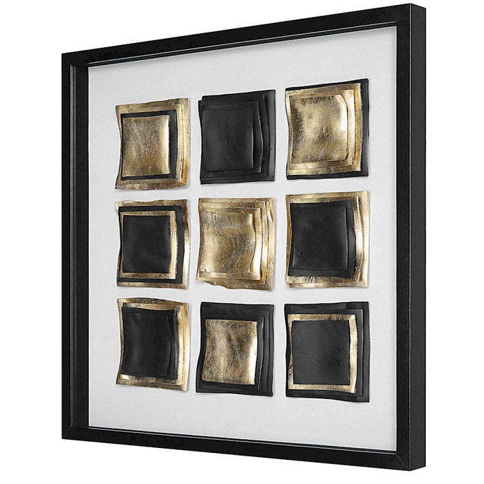 Uttermost Fair Modern Shadow Box, Gold Leaf/Satin Black