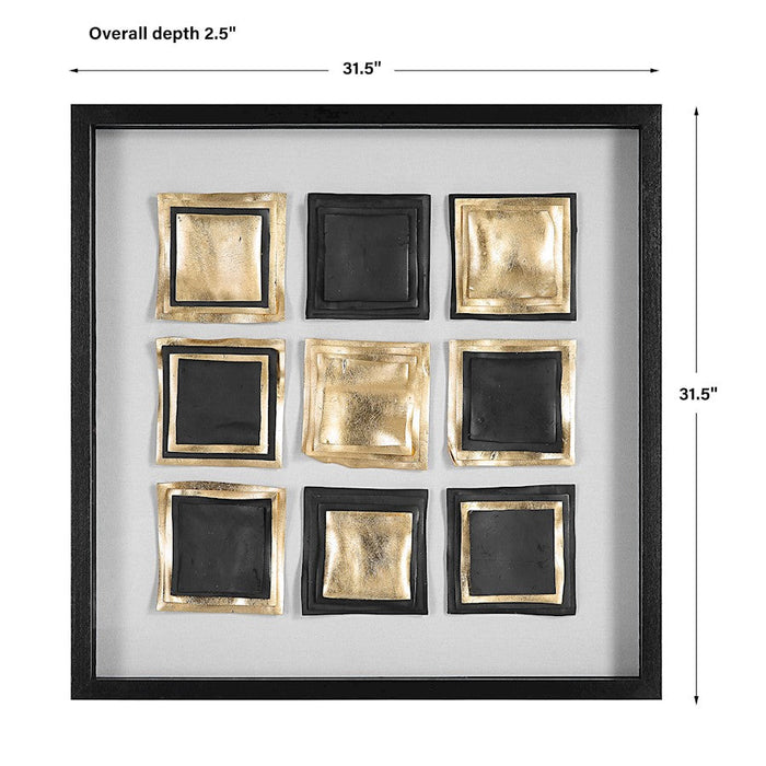 Uttermost Fair Modern Shadow Box, Gold Leaf/Satin Black