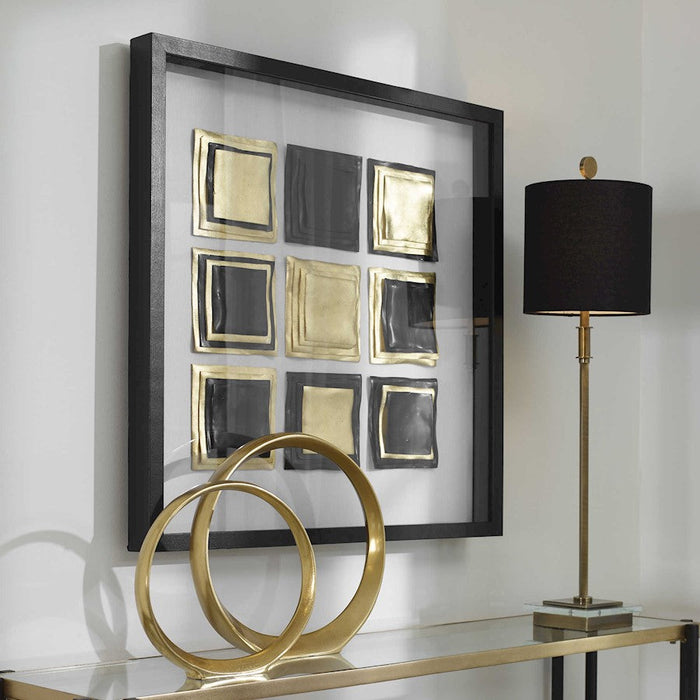 Uttermost Fair Modern Shadow Box, Gold Leaf/Satin Black