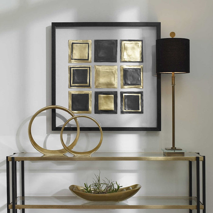 Uttermost Fair Modern Shadow Box, Gold Leaf/Satin Black