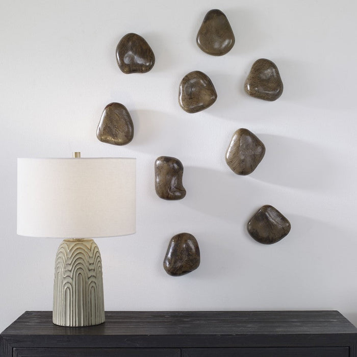 Uttermost Pebbles Walnut Wood Wall DÃ©cor, Set of 9 - 4323