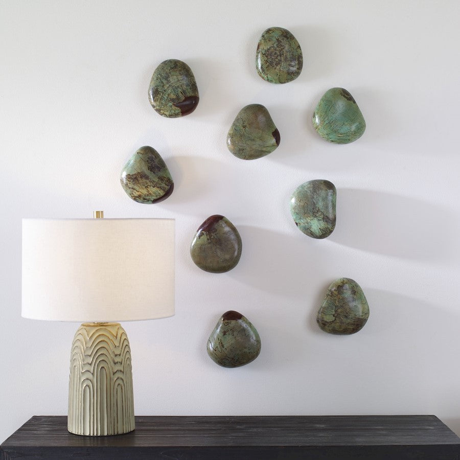 Uttermost Pebbles Aqua Wood Wall Decor, Set of 9 - 4325