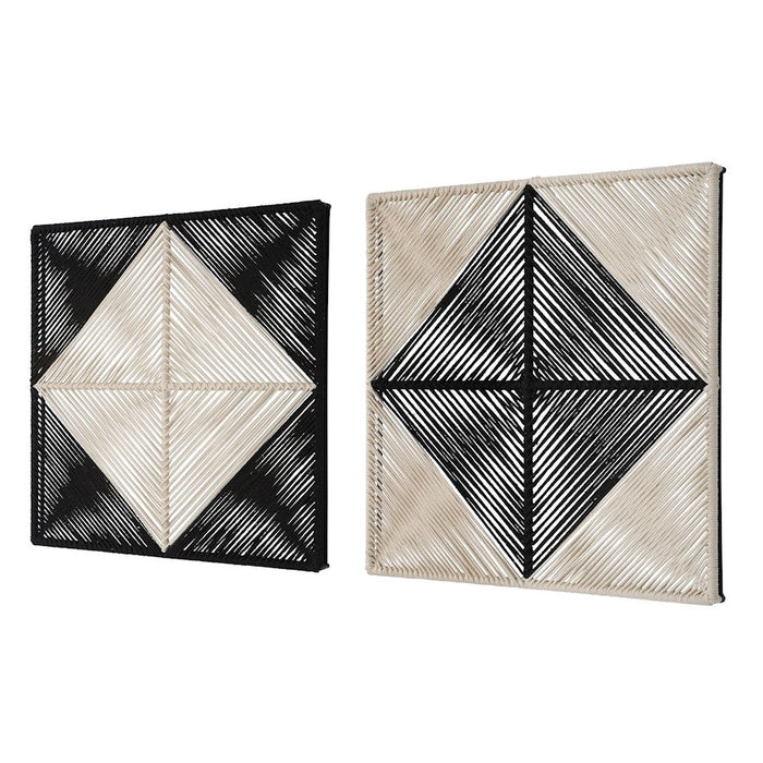 Uttermost Seeing Double Rope Wall Squares, Set of 2, Black/Off-White