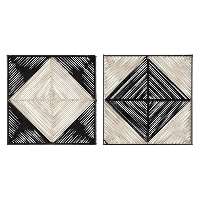 Uttermost Seeing Double Rope Wall Squares, Set of 2, Black/Off-White